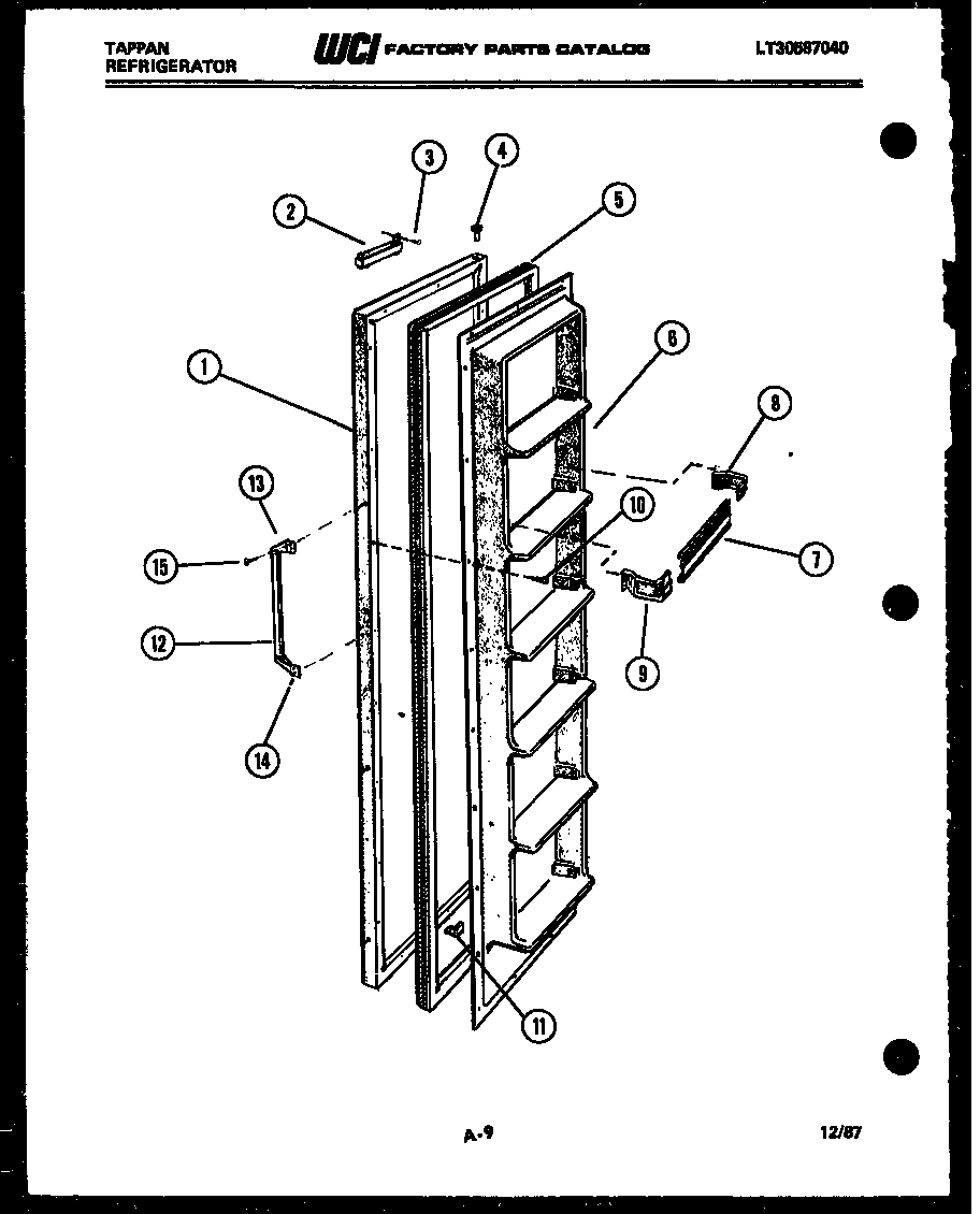 Tappan 95-1967-00-02 freezer door parts diagram