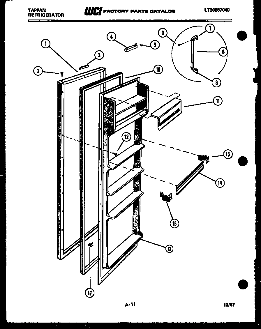 Tappan 95-1967-00-02 refrigerator door parts diagram