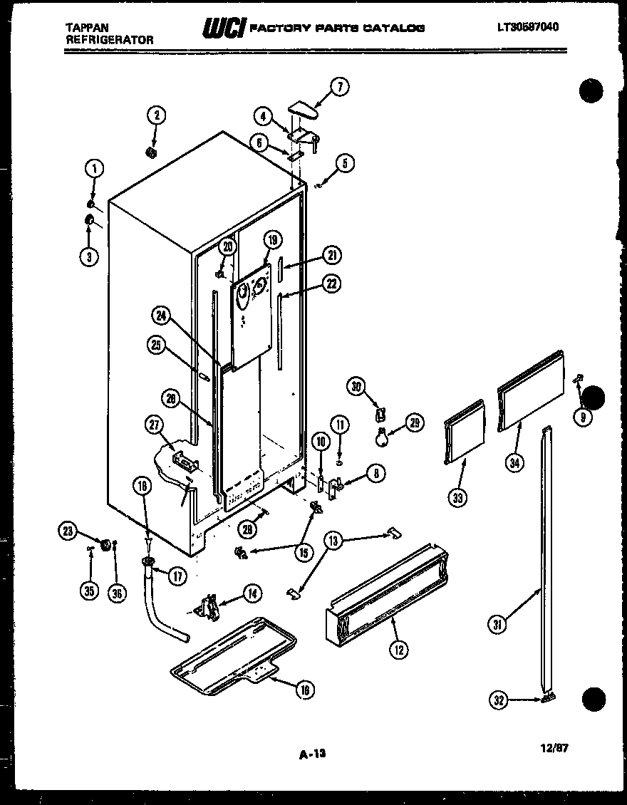 Tappan 95-1967-00-02 cabinet parts diagram