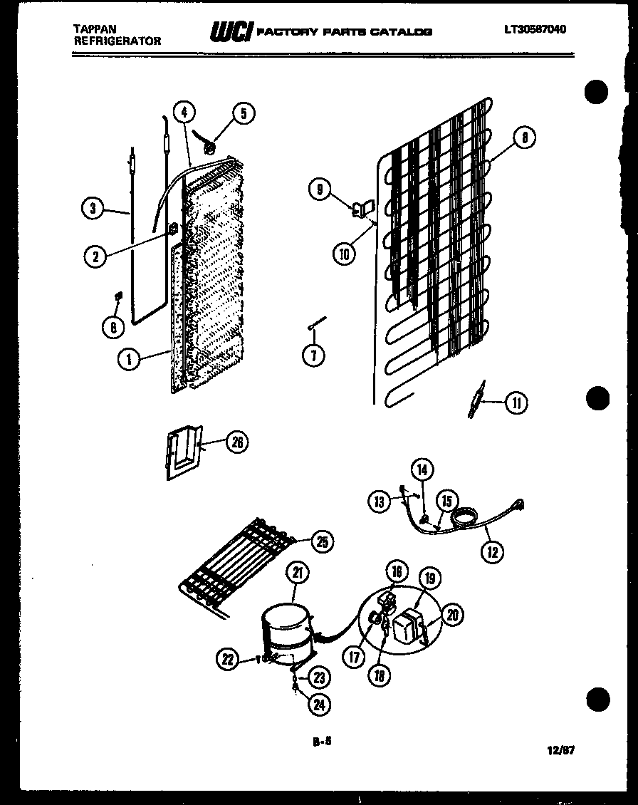 Tappan 95-1967-00-02 system and automatic defrost parts diagram