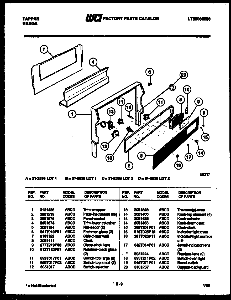 Tappan 31-2538-23-02 backguard diagram