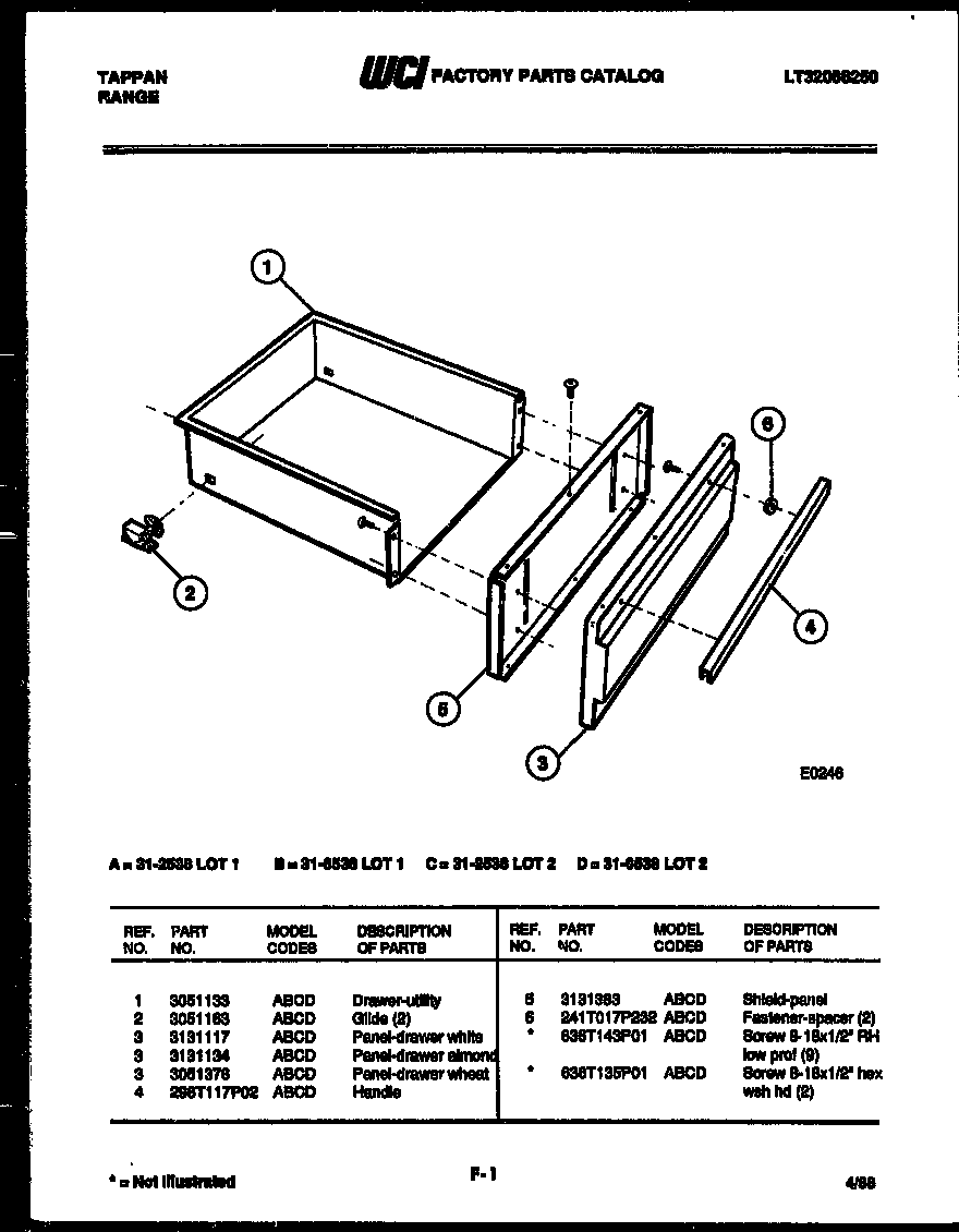 Tappan 31-2538-23-02 drawer parts diagram