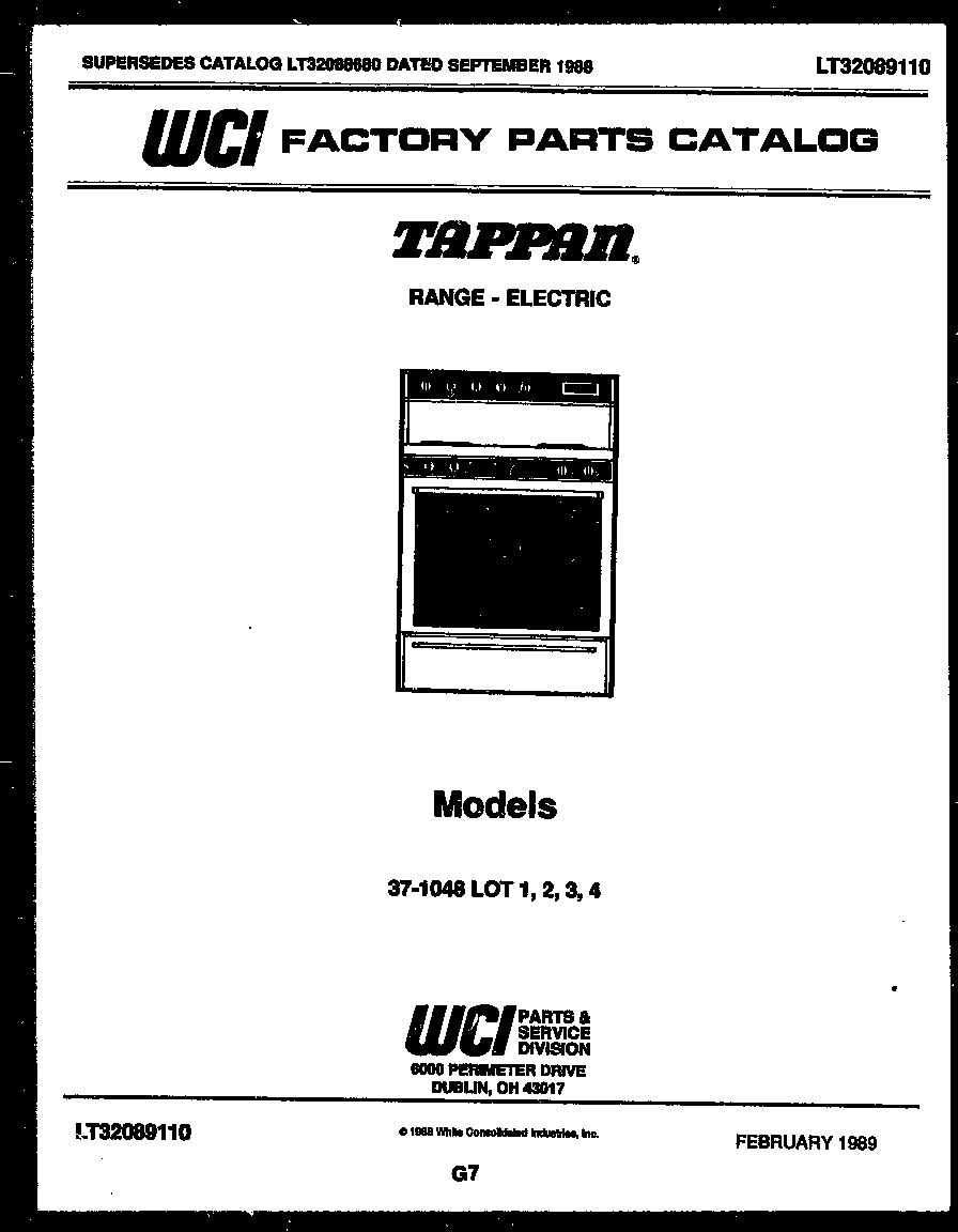 Tappan 37-1048-23-03 cover diagram