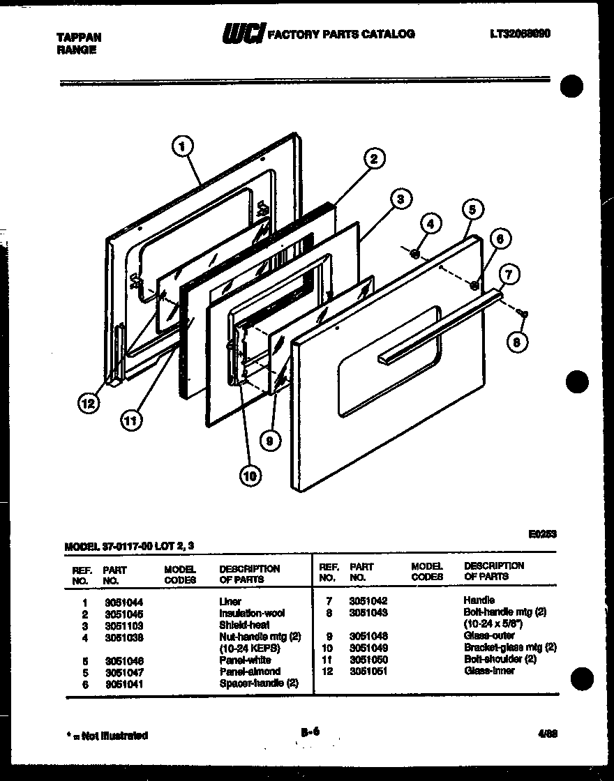 Tappan 37-0117-00-03 door parts diagram