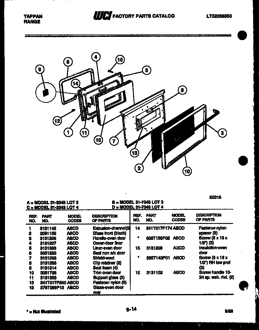 Tappan 31-7348-23-04 door parts diagram