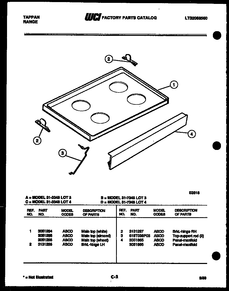 Tappan 31-7348-23-04 cooktop parts diagram