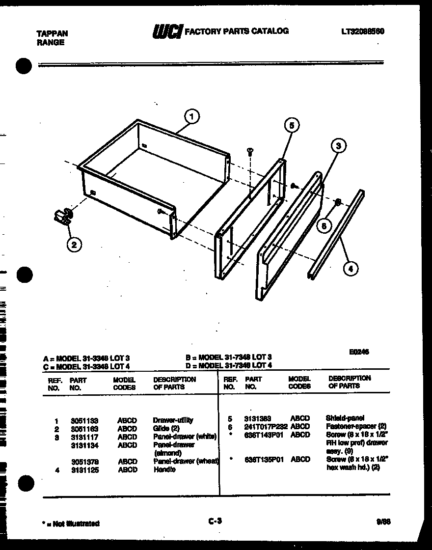 Tappan 31-7348-23-04 drawer parts diagram