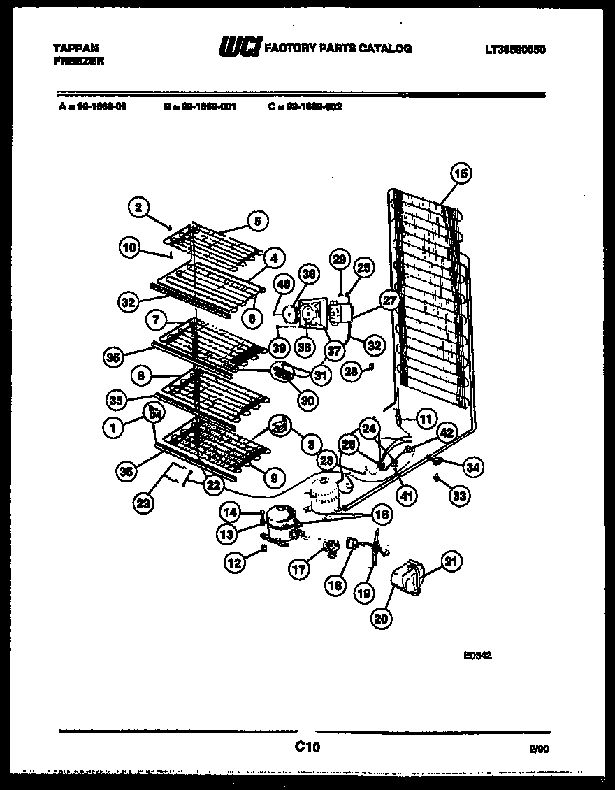 Tappan 98-1668-00-02 system and electrical parts diagram