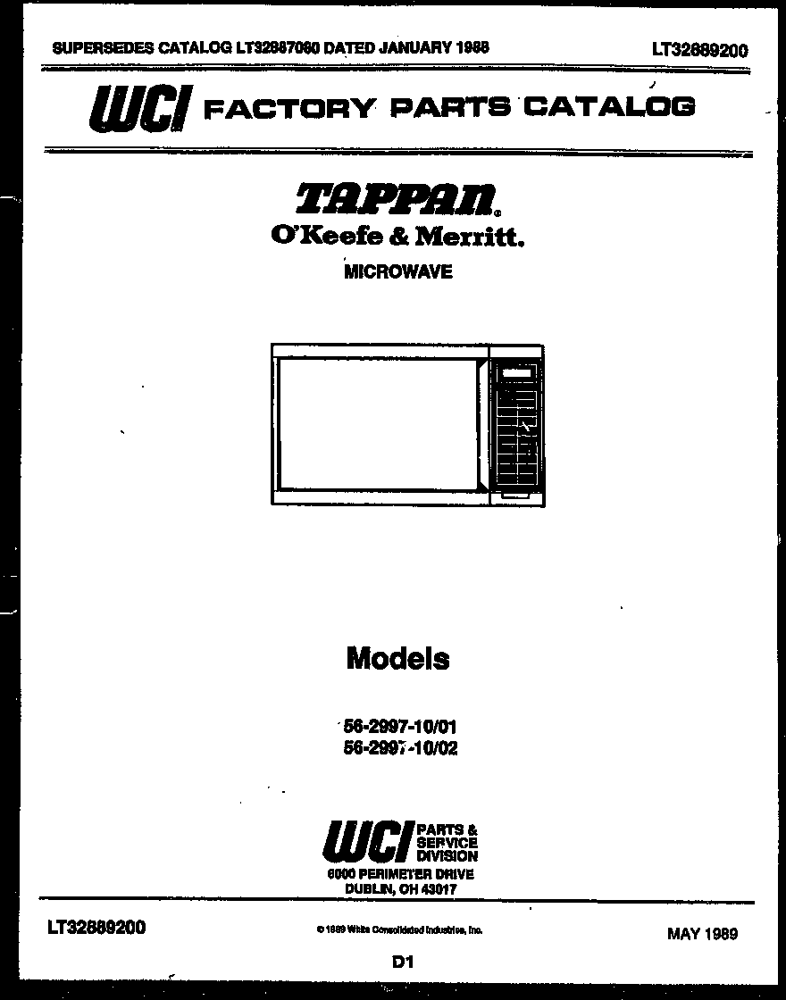 Tappan 56-2997-10-02 front cover diagram
