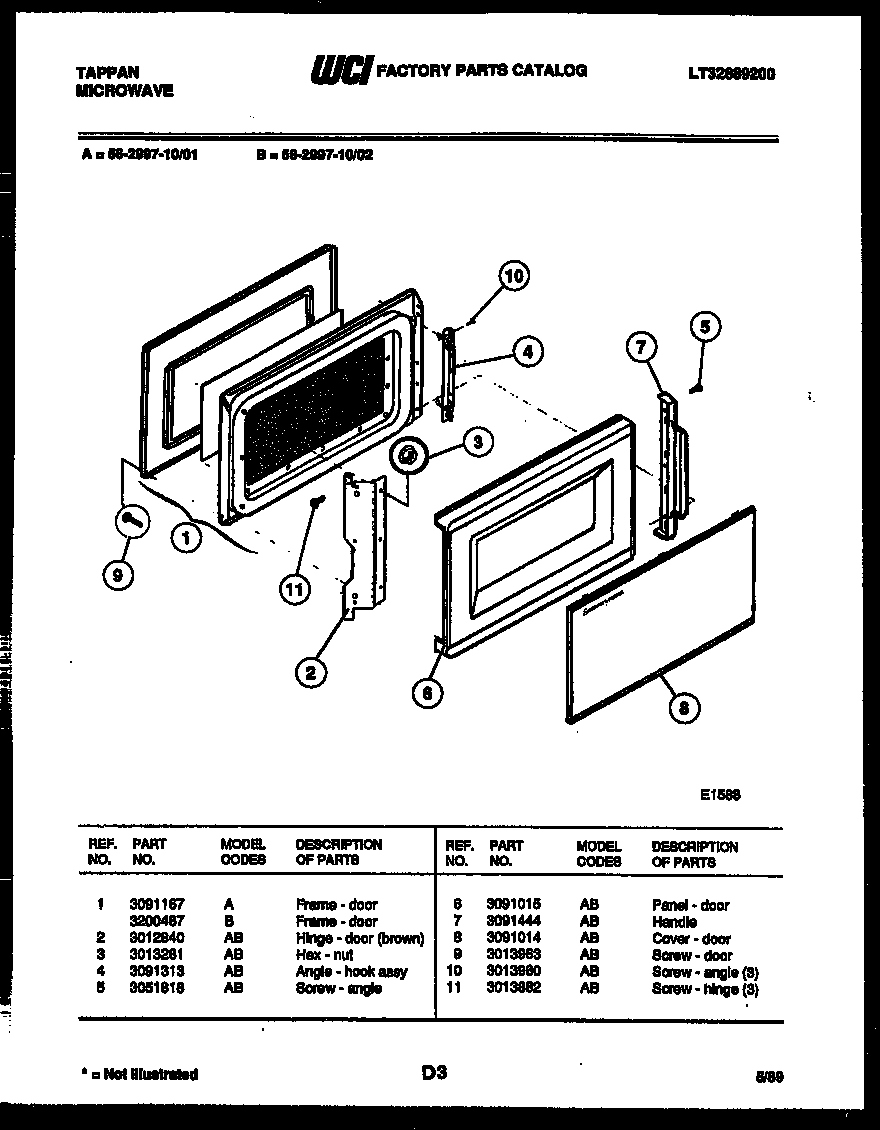 Tappan 56-2997-10-02 door parts diagram