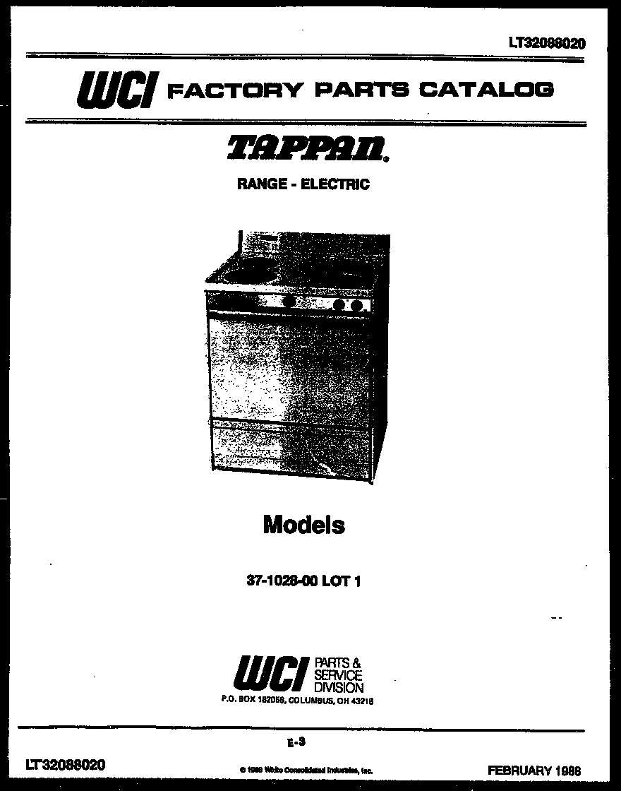 Tappan 37-1028-00-01 cover diagram