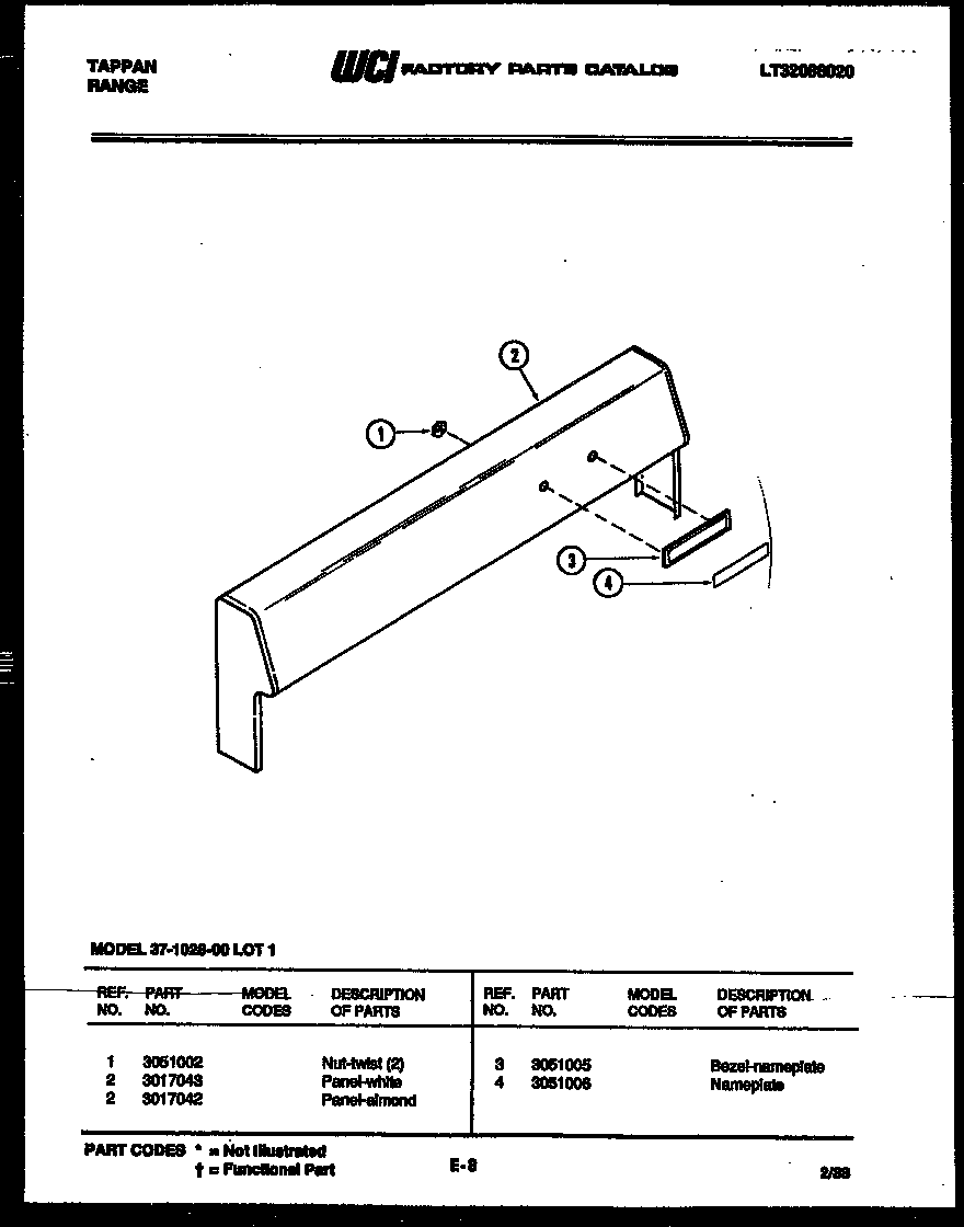 Tappan 37-1028-00-01 backguard diagram