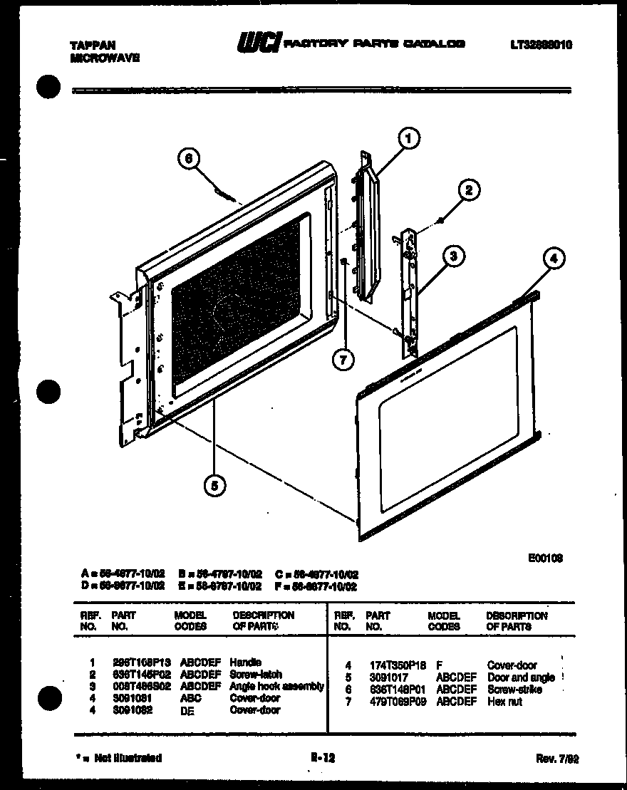 Tappan 56-4677-10-02 door parts diagram
