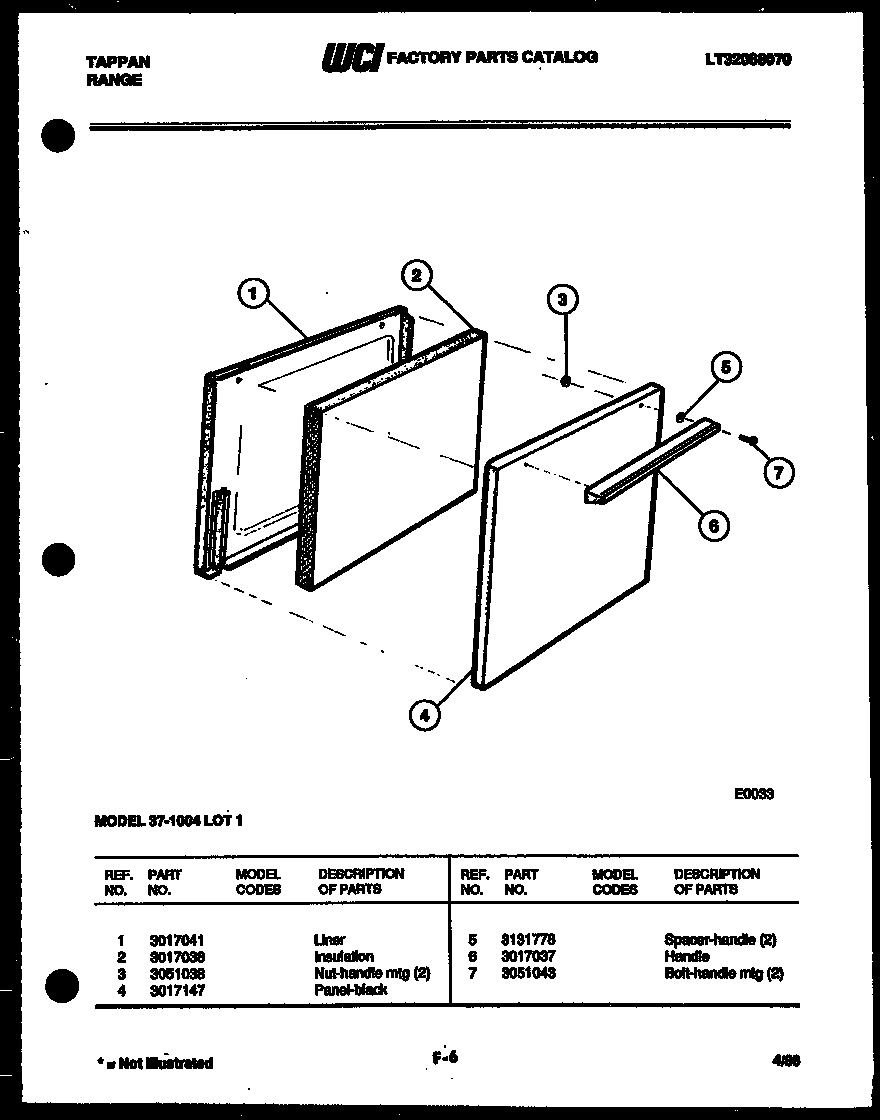 Tappan 37-1004-23-01 door parts diagram
