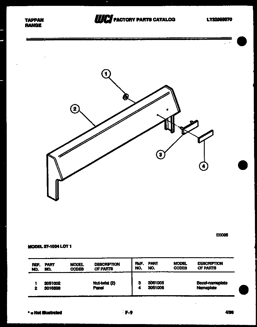 Tappan 37-1004-23-01 backguard diagram
