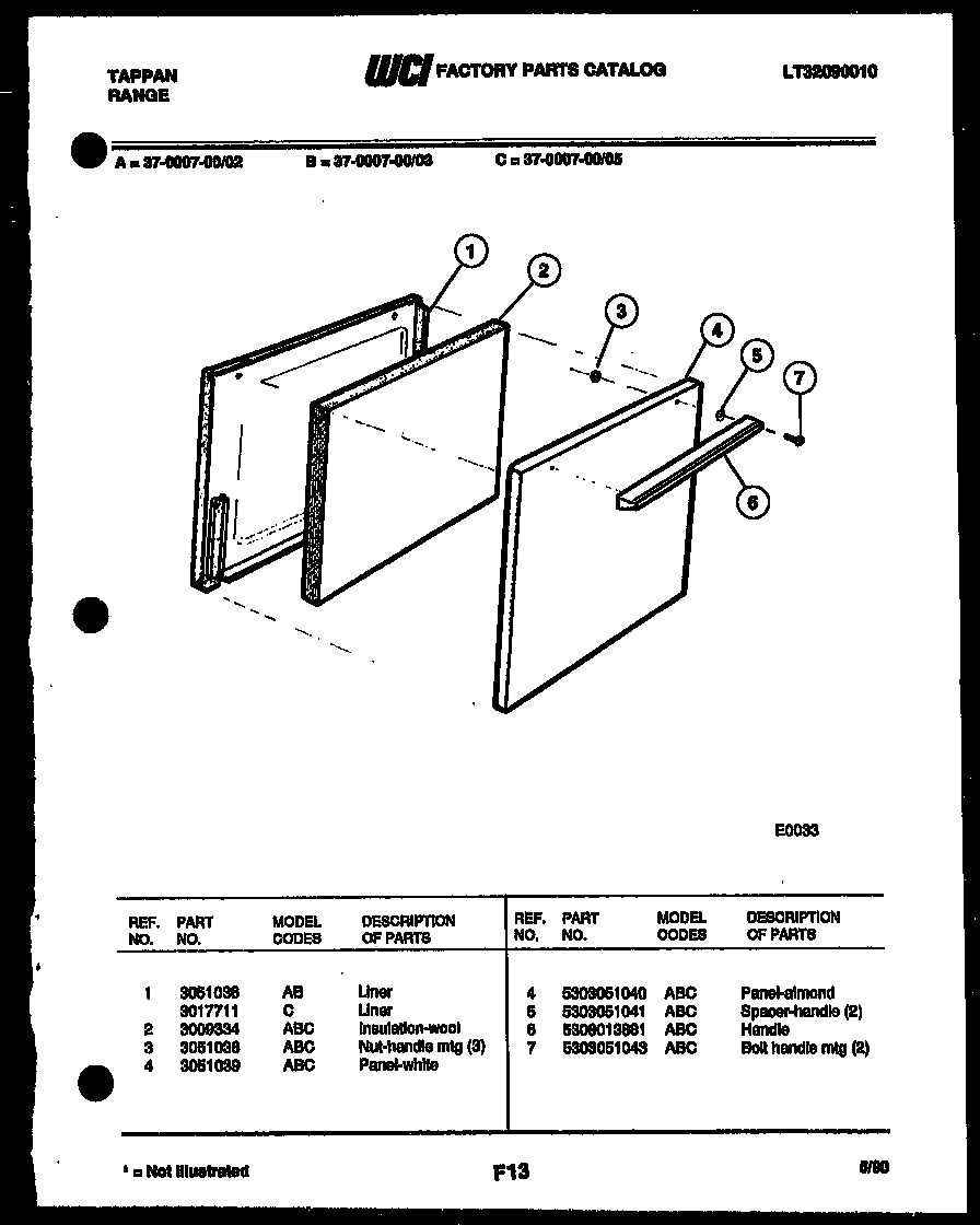 Tappan 37-0007-00-03 door parts diagram