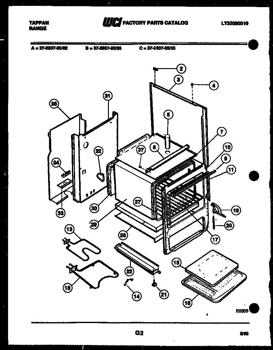 Tappan 37-0007-00-03 body parts diagram