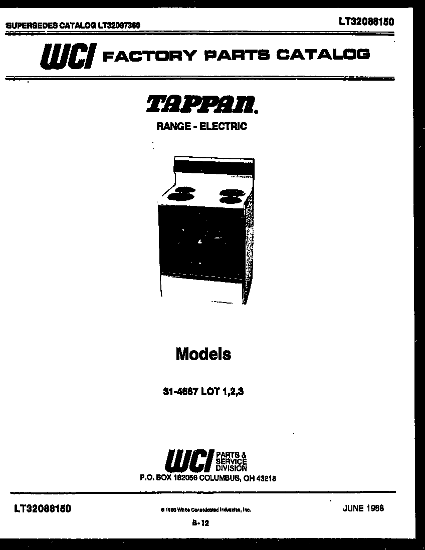 Tappan 31-4667-23-03 cover diagram