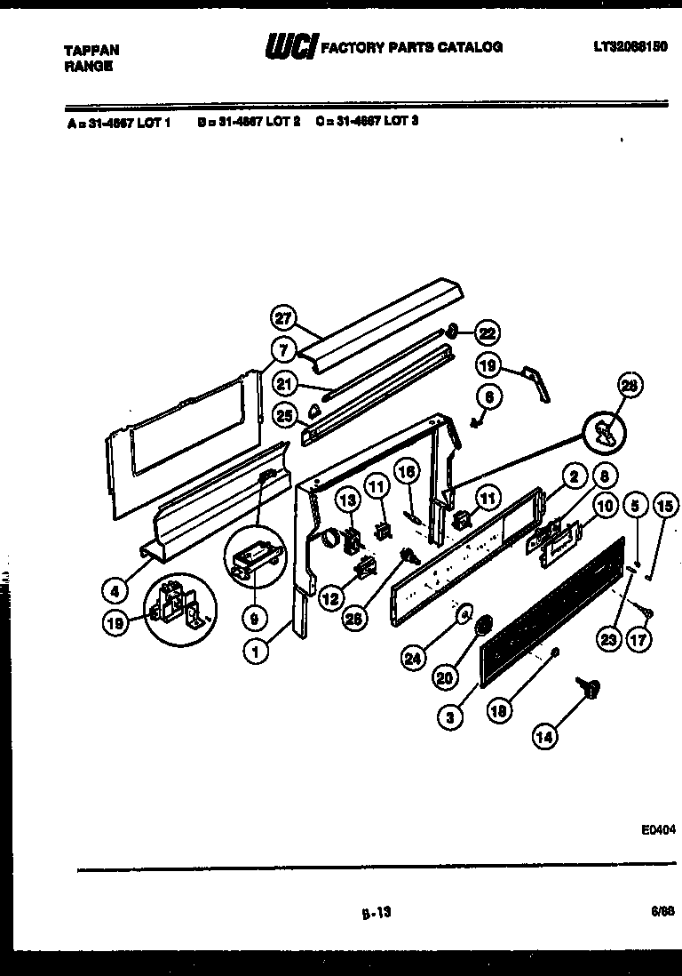 Tappan 31-4667-23-03 backguard diagram