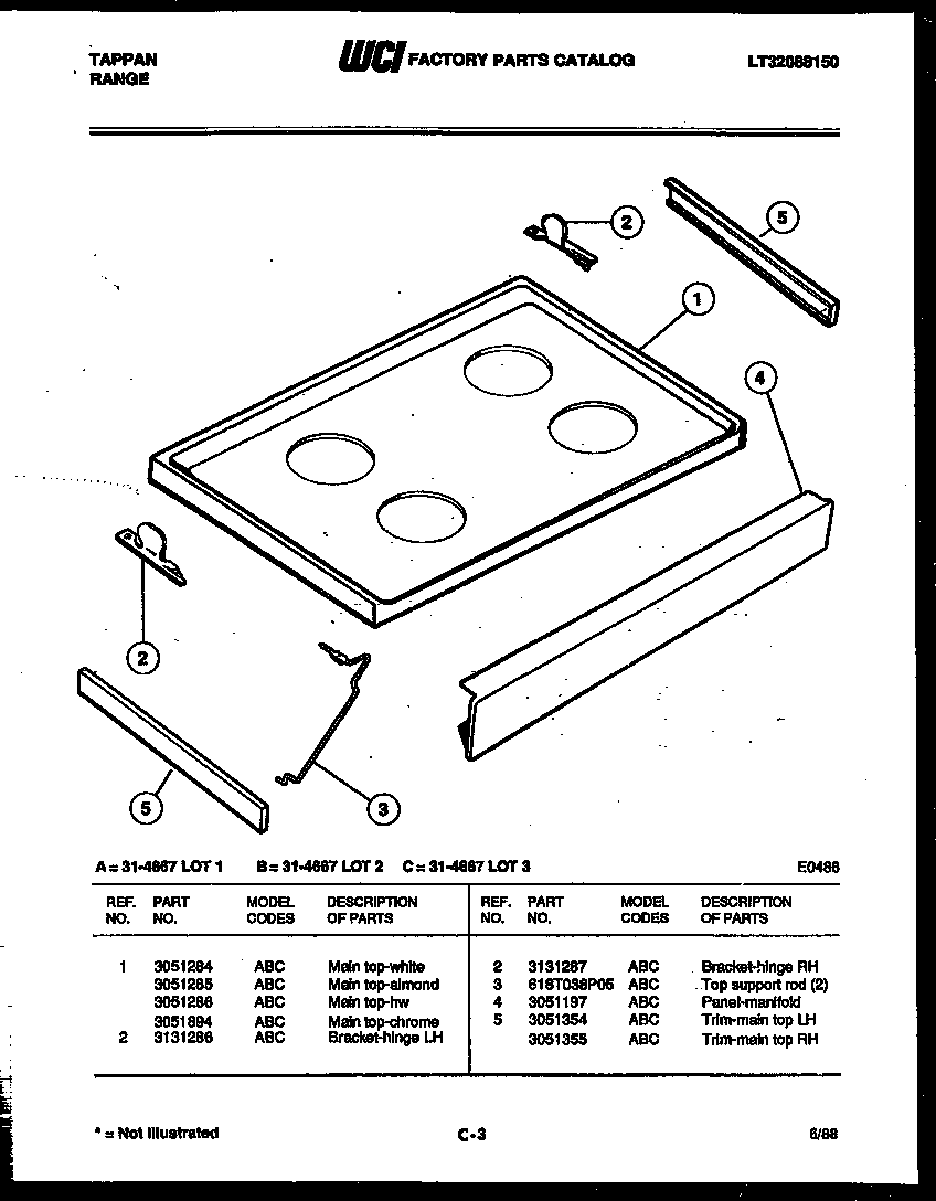 Tappan 31-4667-23-03 cooktop parts diagram
