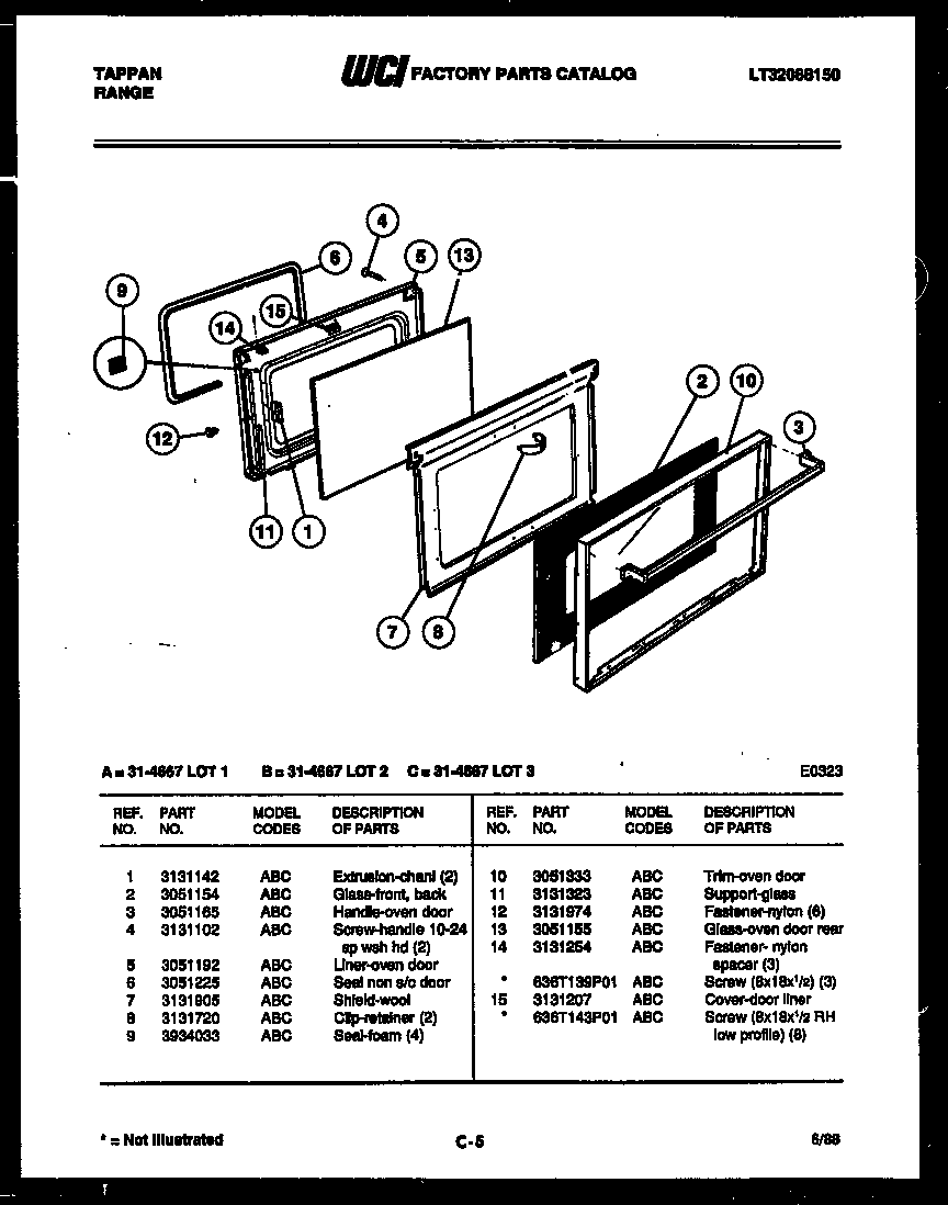 Tappan 31-4667-23-03 door parts diagram