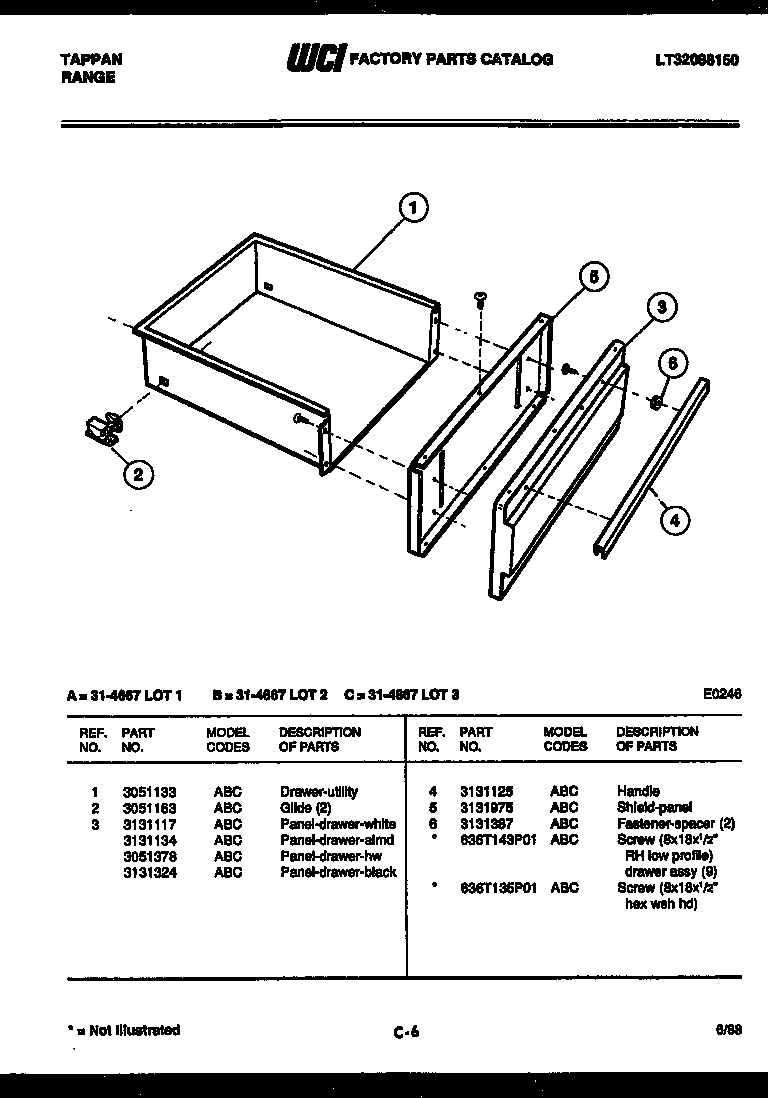 Tappan 31-4667-23-03 drawer parts diagram