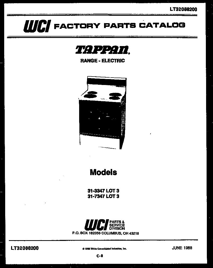 Tappan 31-7347-23-03 cover diagram