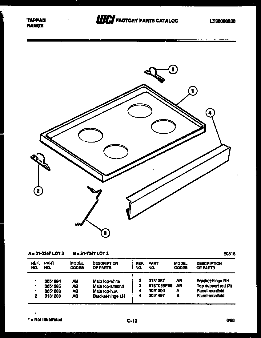 Tappan 31-6537-23-03 cooktop diagram