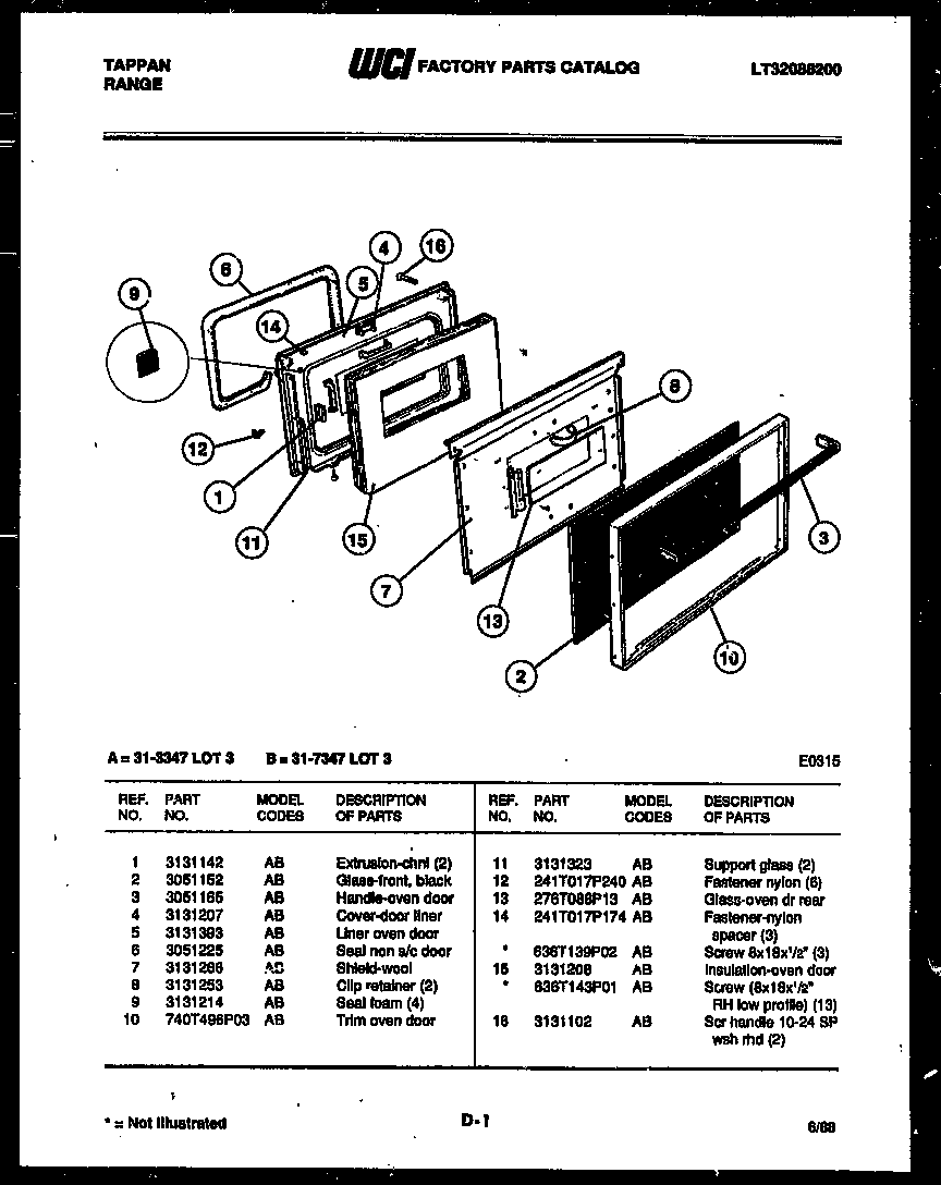 Tappan 31-6537-23-03 door diagram
