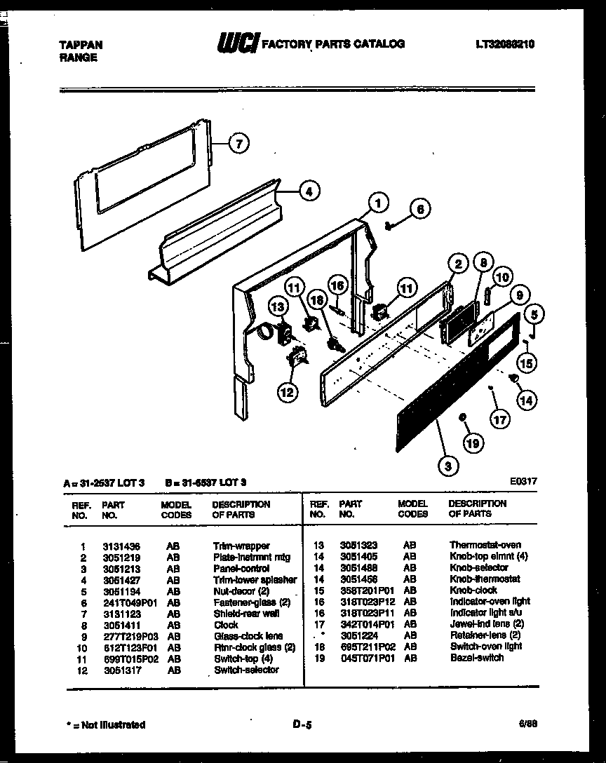 Tappan 31-3647-23-03 backguard diagram