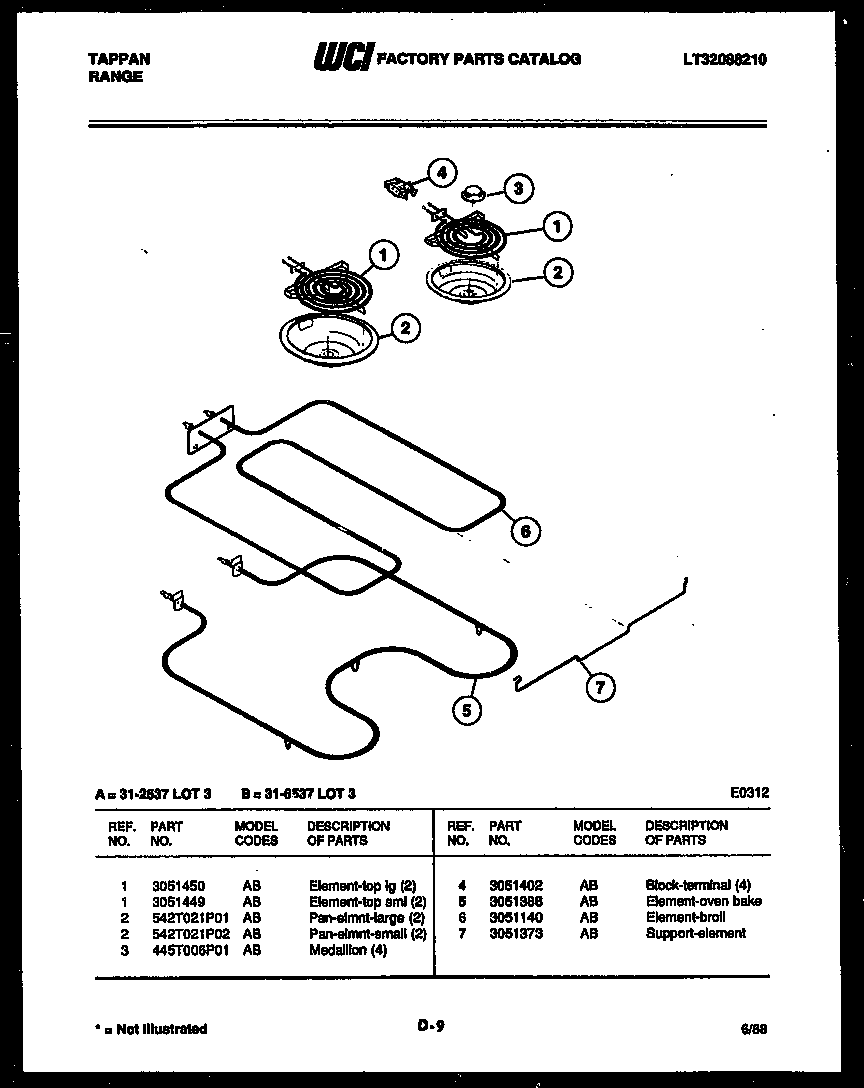 Tappan 31-3647-23-03 cooktop parts diagram