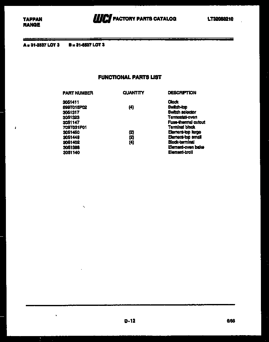Tappan 31-3647-23-03 drawer parts diagram