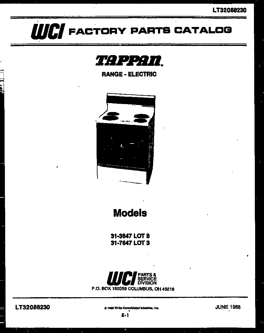 Tappan 31-4998-00-01 cover diagram