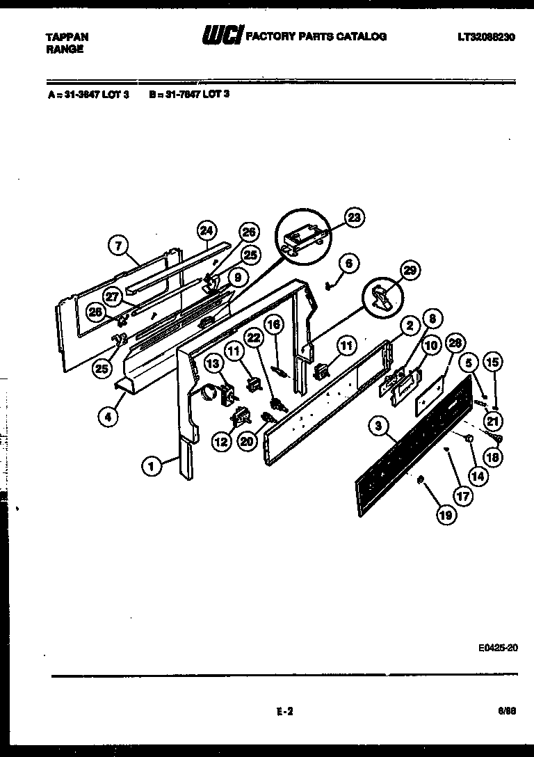 Tappan 31-4998-00-01 backguard diagram