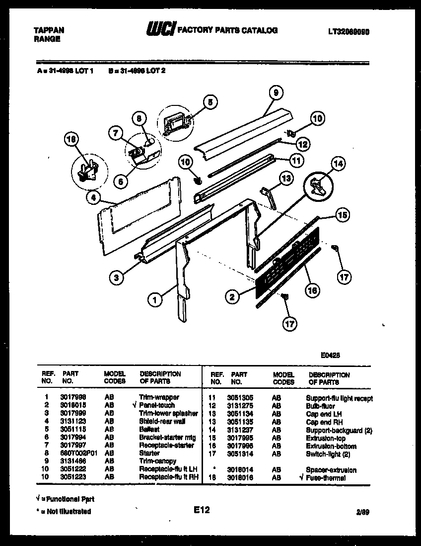 Tappan 30-6758-23-02 backguard diagram