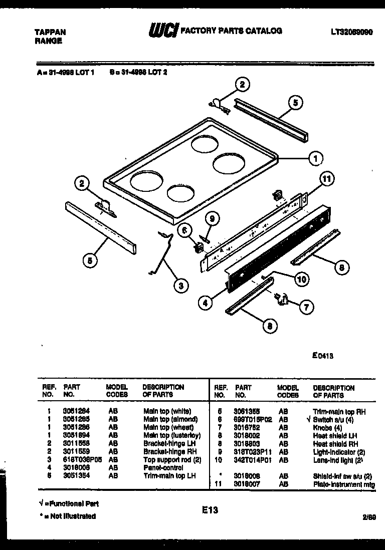 Tappan 30-6758-23-02 cooktop parts diagram