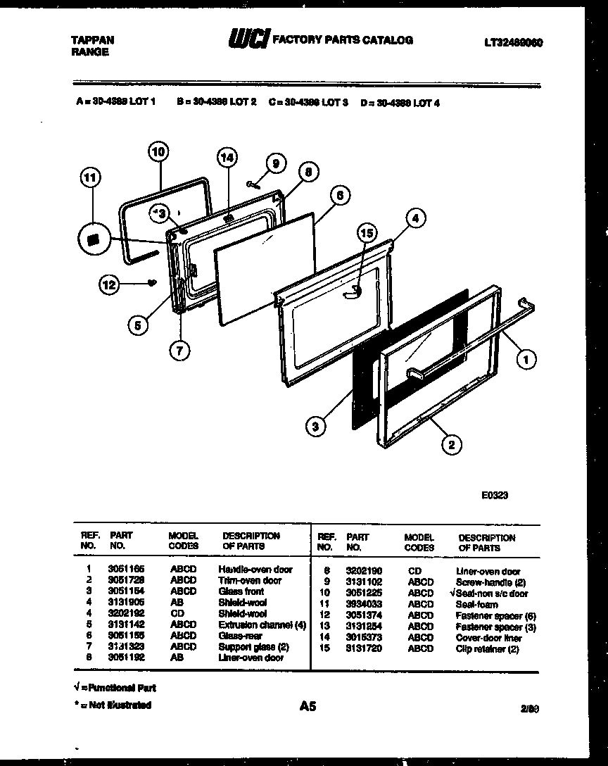 Tappan 30-4388-00-02 door parts diagram