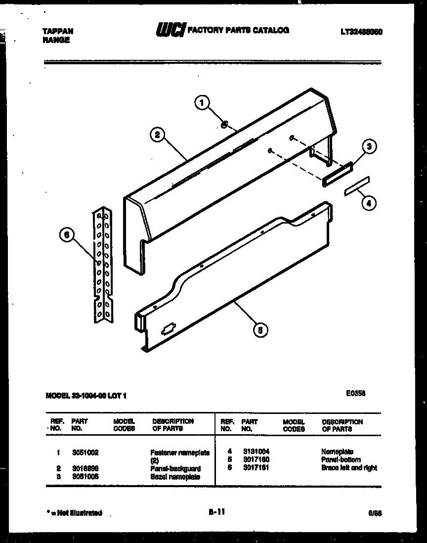Tappan 32-1004-23-01 backguard diagram