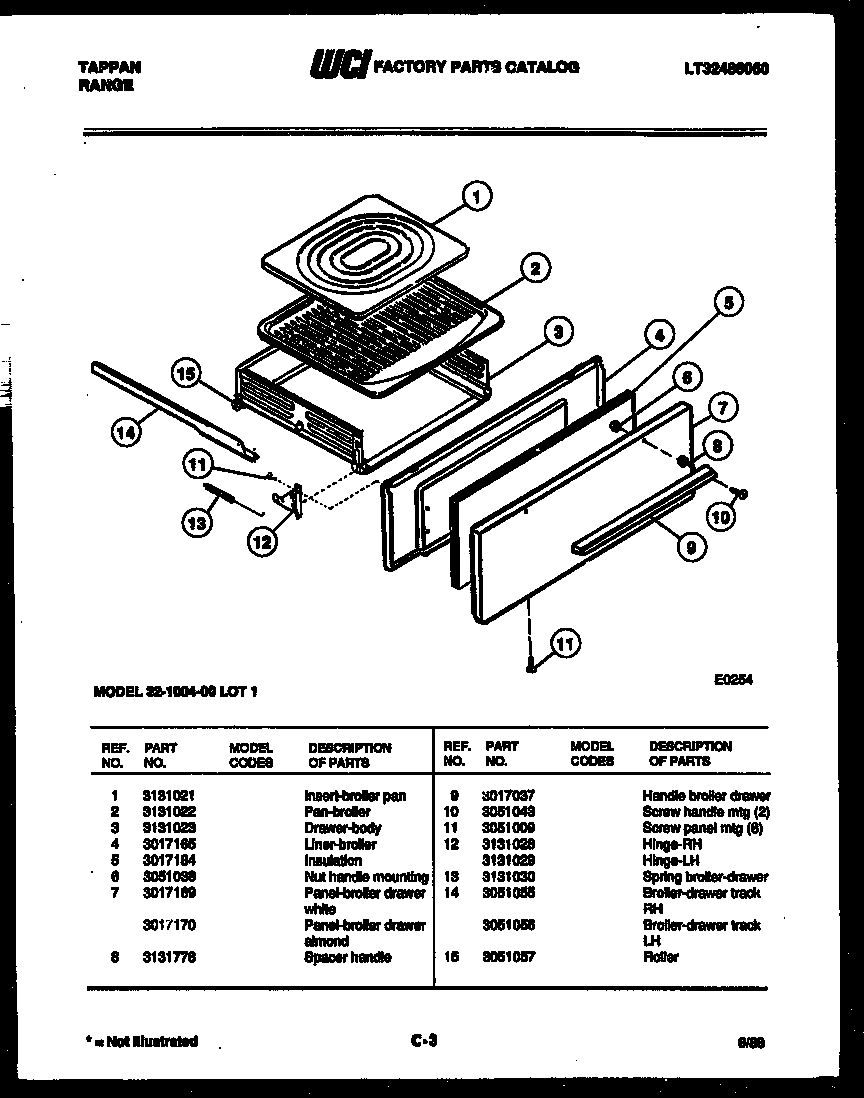 Tappan 32-1004-23-01 broiler drawer parts diagram