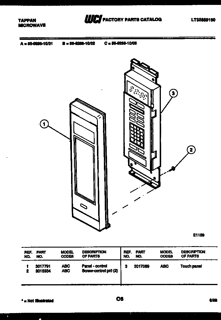 Tappan 56-9288-10-03 control panel diagram