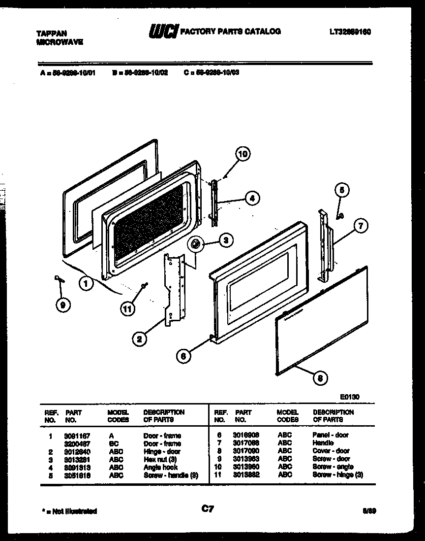 Tappan 56-9288-10-03 door parts diagram