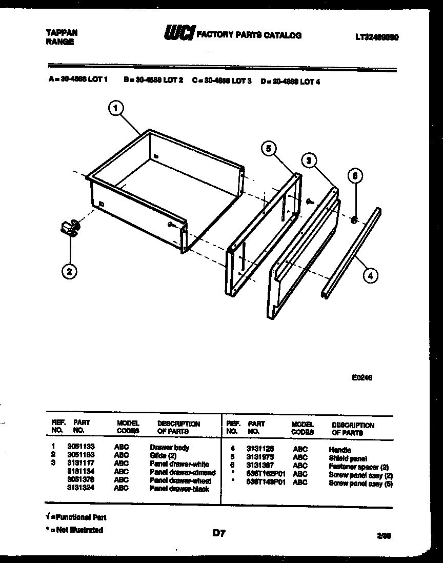 Tappan 30-4688-08-01 drawer parts diagram