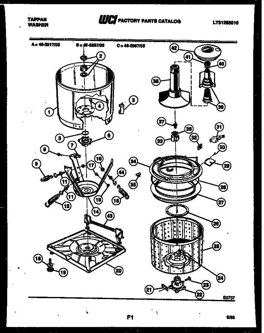 Tappan 46-2837-00-05 tub detail diagram