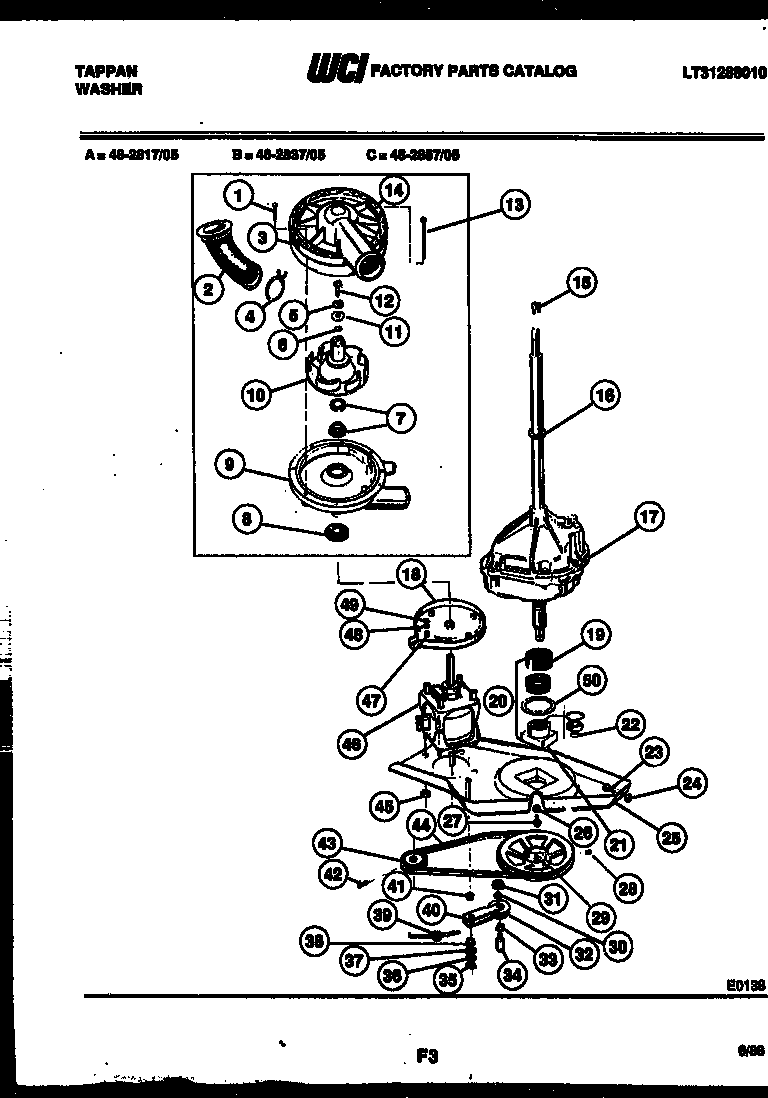 Tappan 46-2837-00-05 washer drive system and pump diagram