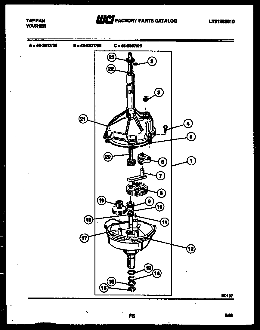 Tappan 46-2837-00-05 transmission parts diagram