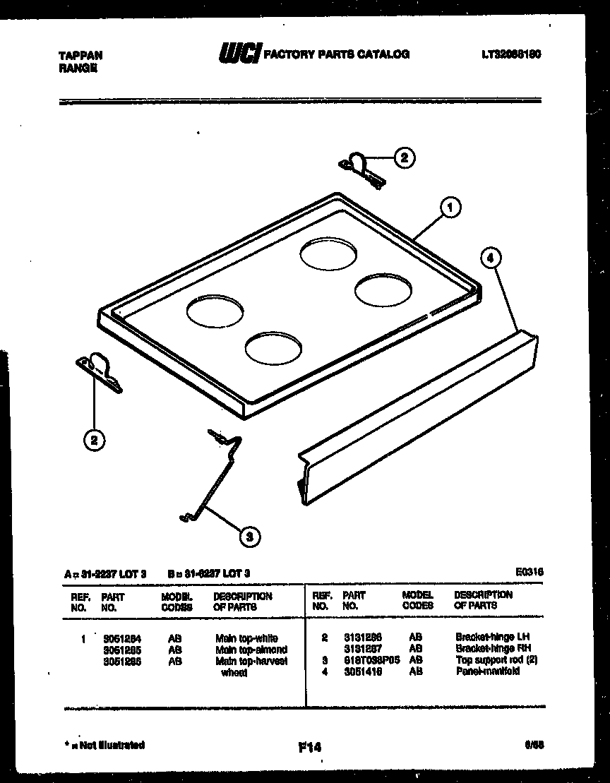 Tappan 31-2237-23-03 cooktop parts diagram
