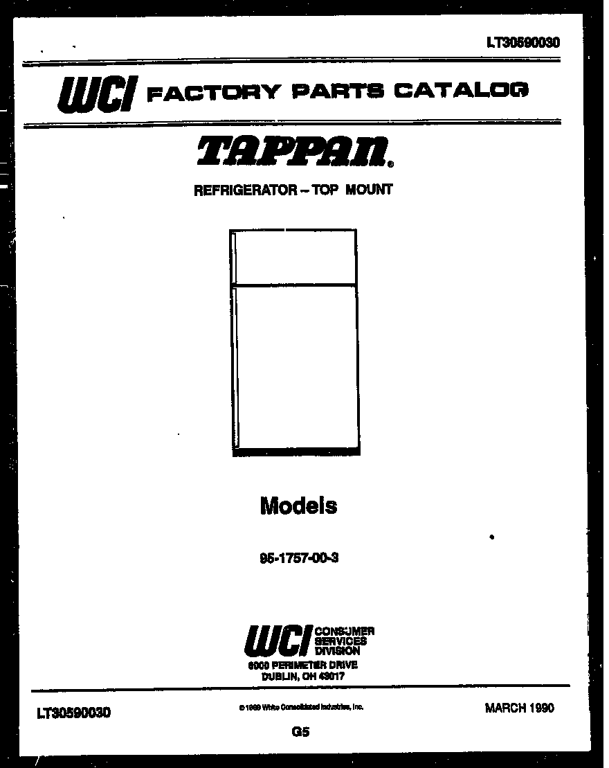 Tappan 95-1757-00-03 cover diagram