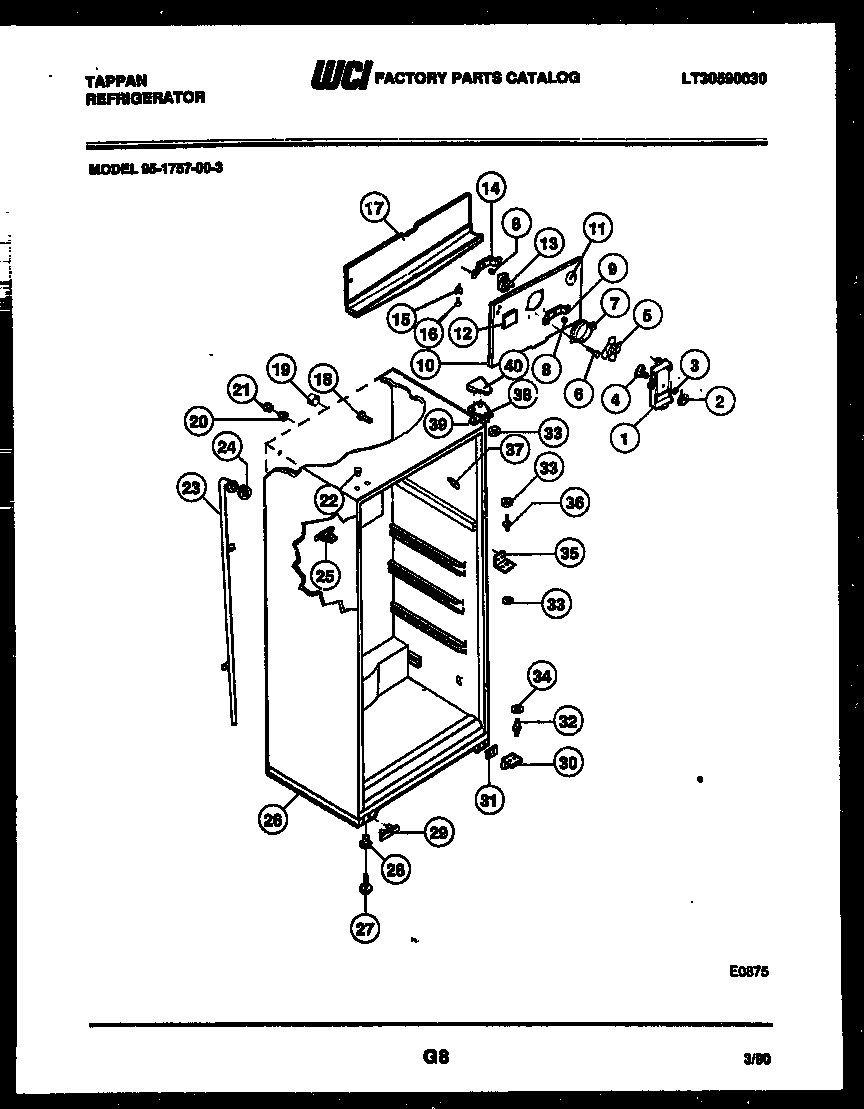 Tappan 95-1757-00-03 cabinet parts diagram