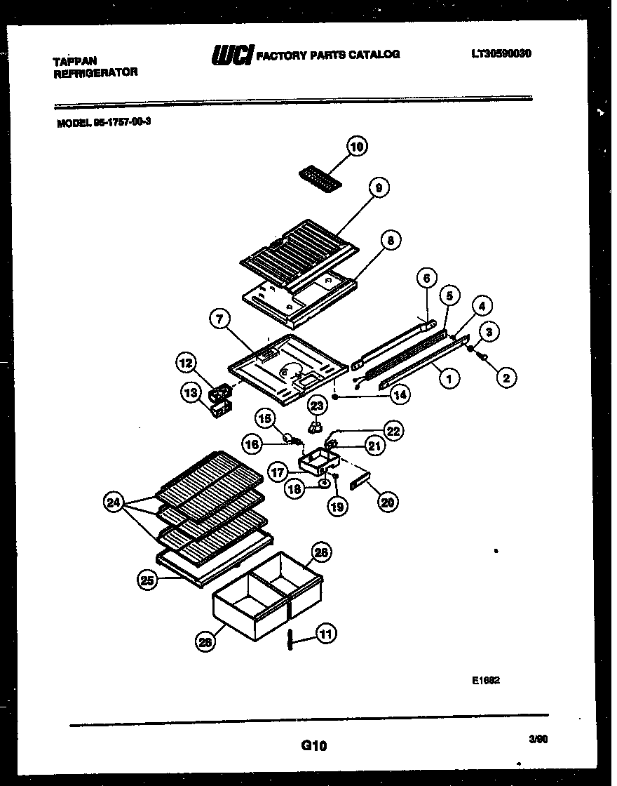 Tappan 95-1757-00-03 shelves and supports diagram