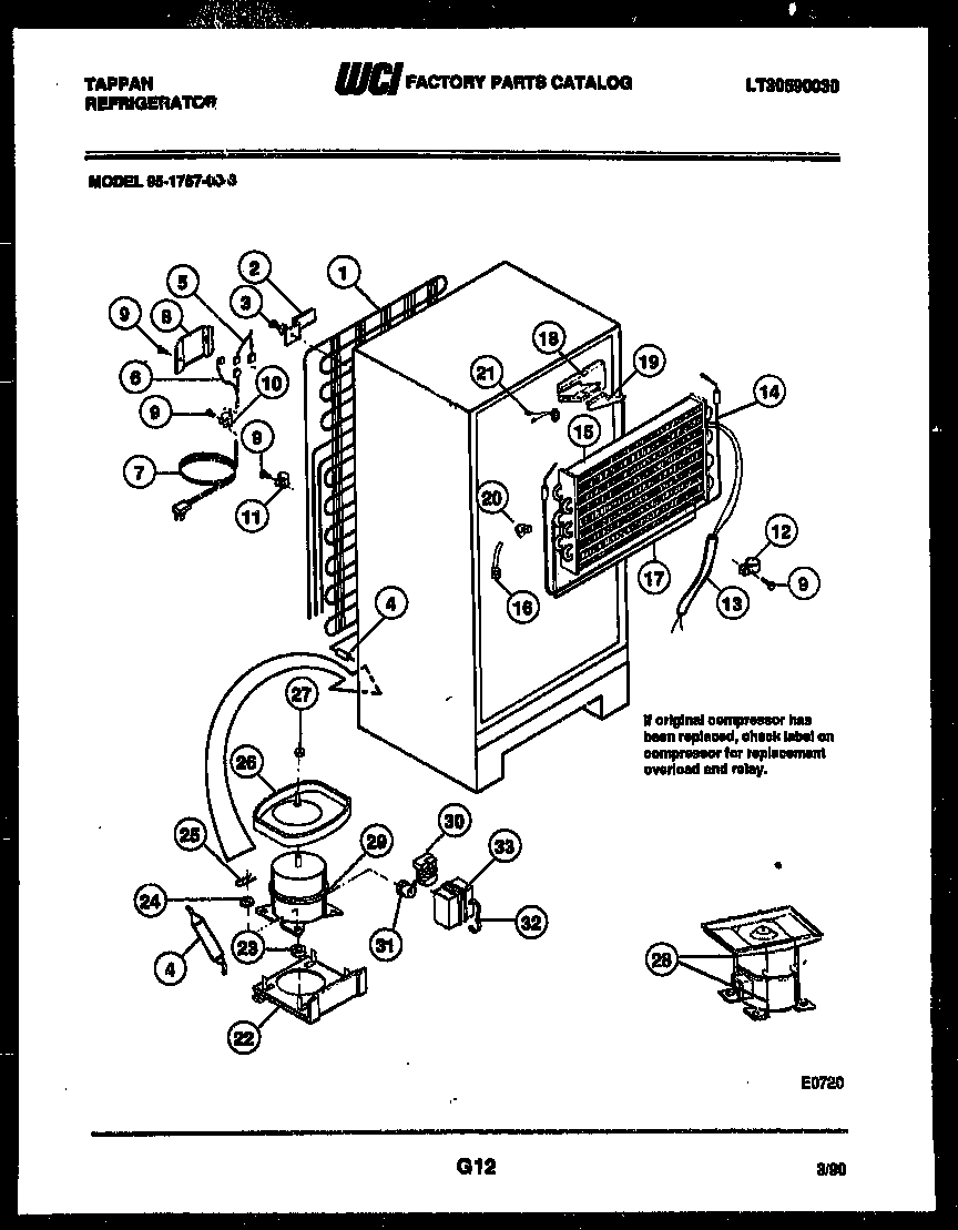 Tappan 95-1757-00-03 system and automatic defrost parts diagram